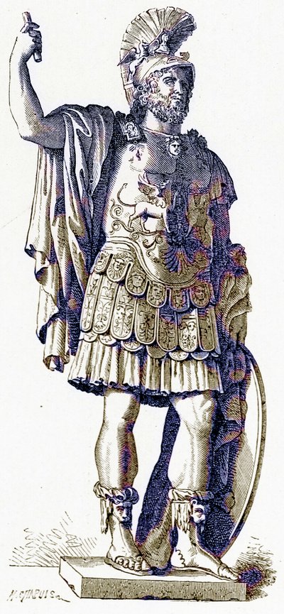 Pyrrhus, Illustration aus Geschichte Roms von Victor Duruy, veröffentlicht 1884 von English School