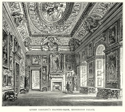 Queen Carolines Salon, Kensington Palace (Gravur) von English School