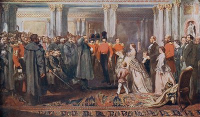 Königin Victoria empfängt Krimkriegsveteranen in Audienz von English School