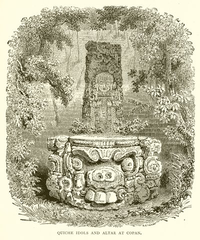Quiche-Götzen und Altar in Copan von English School