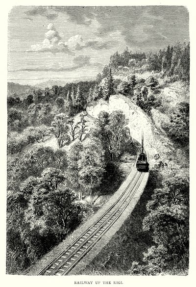 Eisenbahn auf den Rigi (Gravur) von English School