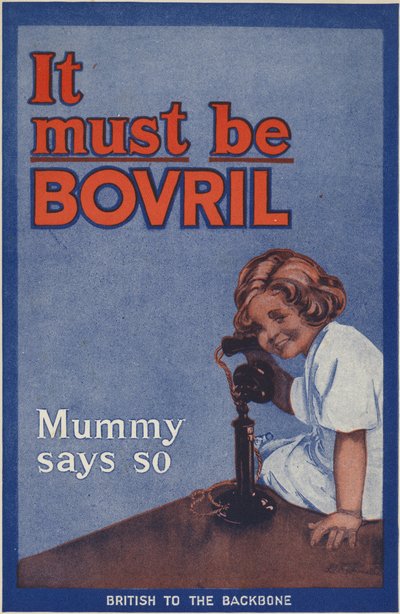 Rückseite des Bovril-Handbuchs und Kriegstagebuchs von English School
