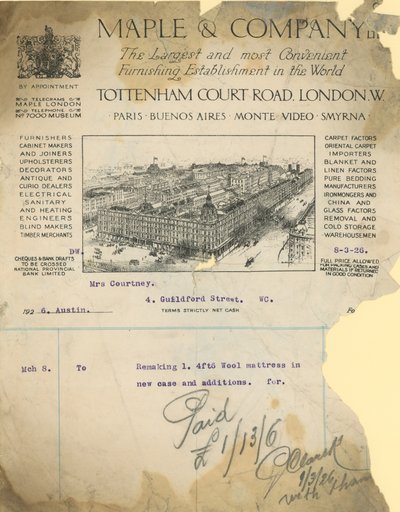 Quittung für Maple & Company Ltd von English School