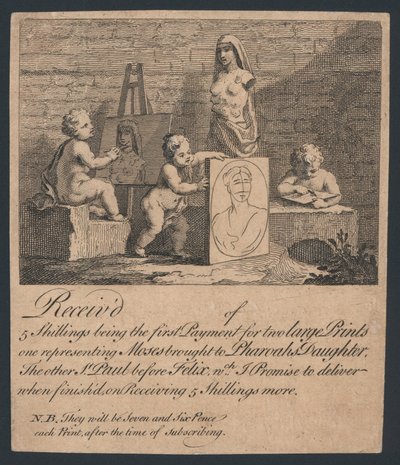 Quittung für Drucke von Moses und St. Felix von English School