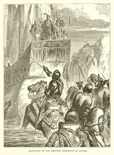 Empfang des Kaisers Sigismund in Dover von English School
