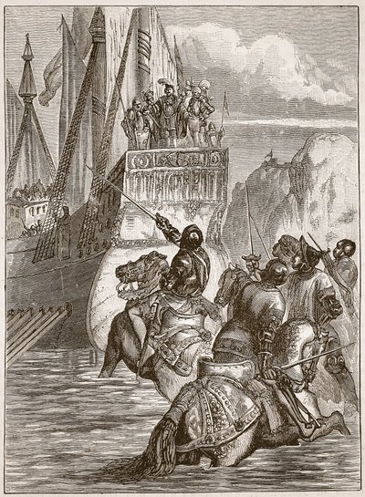 Empfang des Kaisers Sigismund, Illustration aus Cassells Illustrierter Geschichte Englands von English School