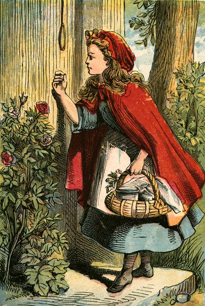 Rotkäppchen an der Tür ihrer Großmutter von English School