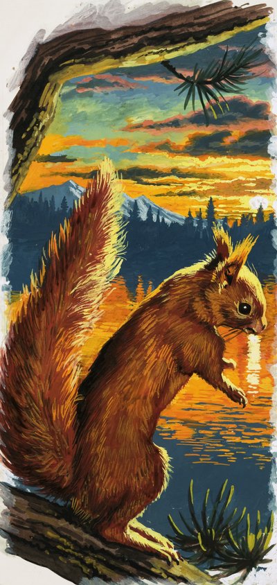 Rotes Eichhörnchen am See von English School
