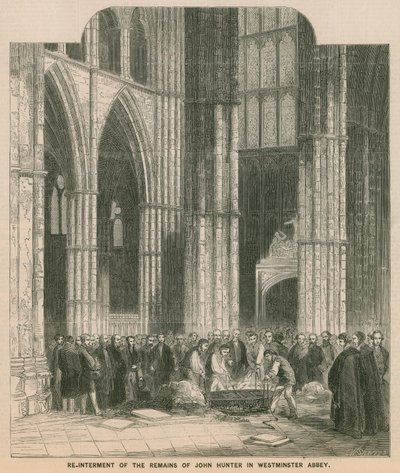 Wiederbestattung von John Hunters Überresten in der Westminster Abbey von English School