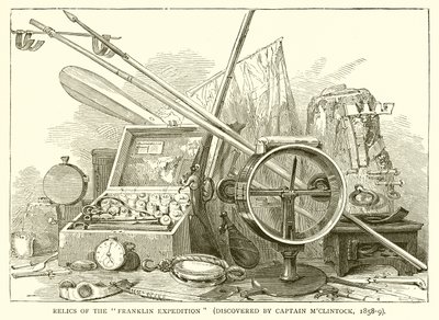 Relikte der Franklin-Expedition (entdeckt von Kapitän MClintock, 1858-9) von English School