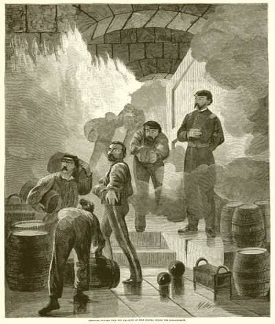 Entfernung von Pulver aus dem Magazin von Fort Sumter während des Bombardements von English School