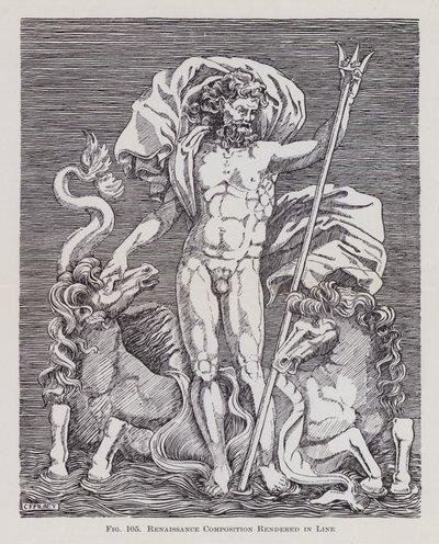 Renaissance-Komposition in Linien dargestellt (Lithografie) von English School