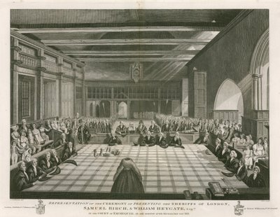 Darstellung der Zeremonie der Präsentation der Sheriffs von London von English School