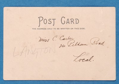 Rückseite der Postkarte J.E. Doig (Sunderland) rettet ein Tor von English School