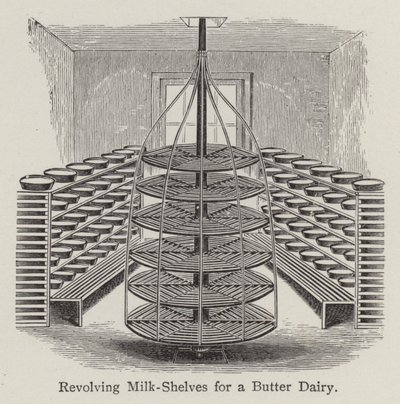 Drehbare Milchregale für eine Butter-Molkerei von English School