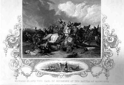 Richard III. und der Earl of Richmond in der Schlacht von Bosworth von English School