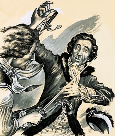 Richard Sheridan war Dramatiker, Politiker, Entführer, Redner, Witzbold und Duellant (Gouache auf Papier) von English School
