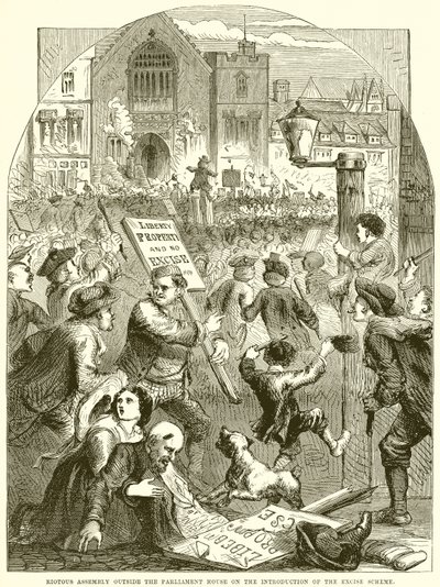Aufruhr vor dem Parlament bei der Einführung des Verbrauchssteuerplans von English School