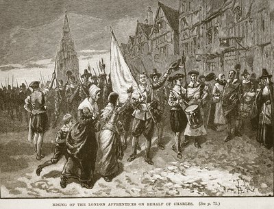 Aufstand der Londoner Lehrlinge zugunsten von Charles, Illustration aus Cassells Illustrierter Geschichte Englands von English School