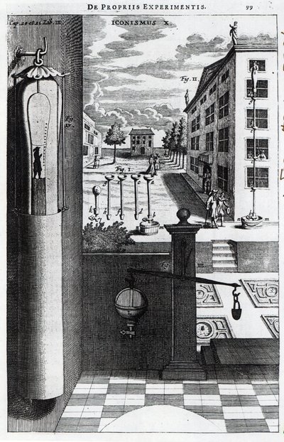 Robert Boyles Entwürfe und Ideen für die Vakuumpumpe, veröffentlicht 1669 von English School