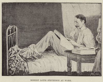 Robert Louis Stevenson bei der Arbeit von English School