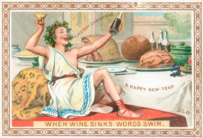 Römer genießt Wein und Weihnachtsfest, Weihnachtskarte von English School