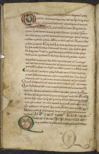 Königlich 13. A.XI, f.79v Menschliche Gesichter in Initialen, De temporum ratione, Beda der Ehrwürdige von English School