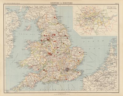 Royal Atlas, ca. 1900: Grafschaften und Bezirke von English School