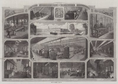 Königliche Waffenfabrik in Enfield (Stich) von English School