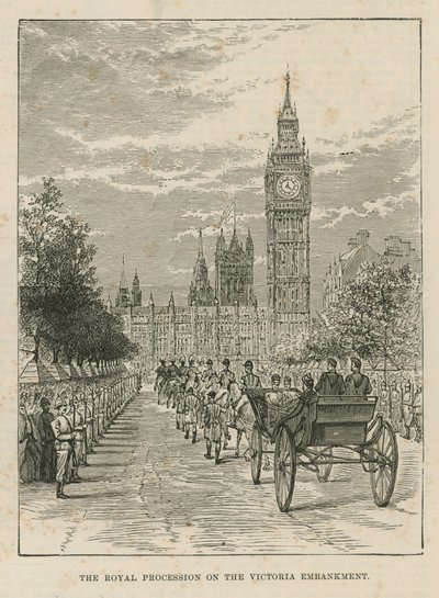 Königliche Prozession am Victoria Embankment von English School