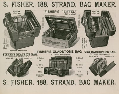 S Fisher, 188 Strand, Taschenmacher von English School