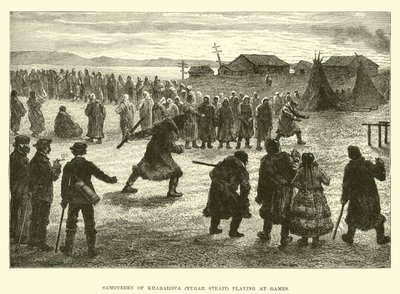 Samojeden von Khabarova (Yugar-Straße) beim Spielen von English School
