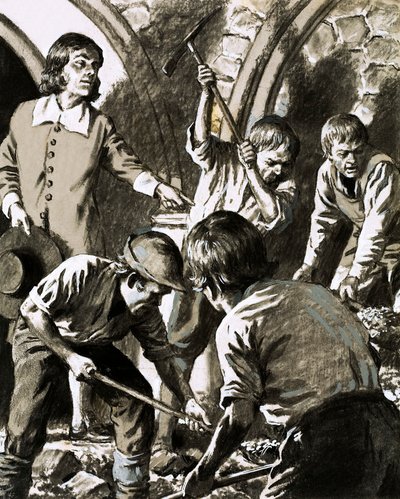 Samuel Pepys berichtete, wie er versuchte, Barksteads Schatzkammer zu finden von English School