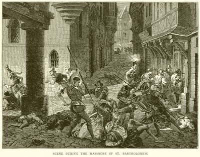 Szene während des Massakers an St. Bartholomäus von English School