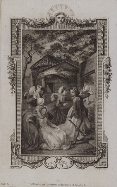 Szene aus Clarissa, von Samuel Richardson von English School