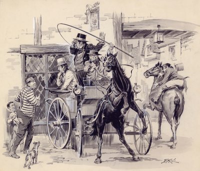 Szene aus den Pickwick Papers von English School
