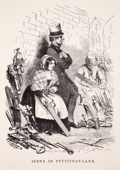 Szene in Petticoat-Lane, Illustration aus London Labour and London Poor von Henry Mayhew, veröffentlicht 1862 von English School