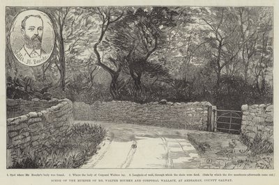 Szene des Mordes an Mr. Walter Bourke und Corporal Wallace in Ardrahan, County Galway von English School