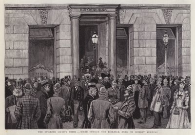 Szene vor der Birkbeck Bank, London, während der Bausparkassenkrise von 1892 von English School
