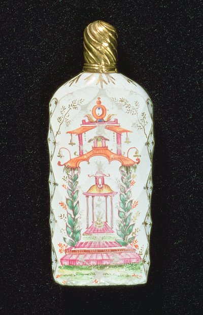 Duftflasche verziert mit einer Pagode von English School