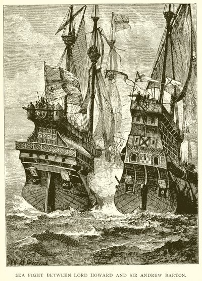 Seeschlacht zwischen Lord Howard und Sir Andrew Barton von English School