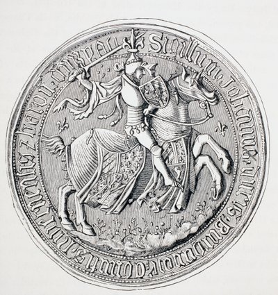 Siegel von Jean II, Herzog von Burgund, Graf von Nevers und Baron von Donzy, ca. 1880 von English School