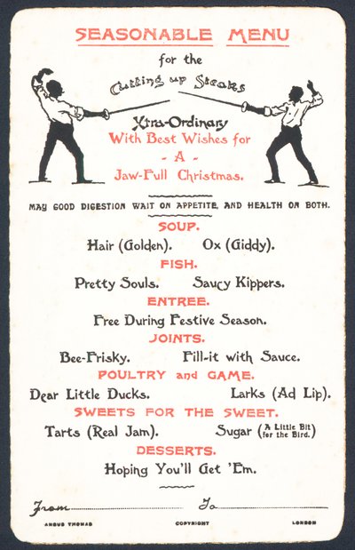 Saisonales Menü, Weihnachtskarte von English School
