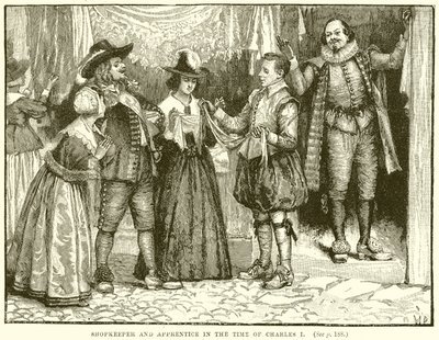 Ladenbesitzer und Lehrling zur Zeit von Charles I. von English School