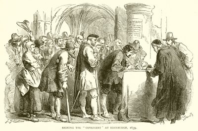 Unterzeichnung des Bundes in Edinburgh, 1639 von English School