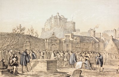 Unterzeichnung des Bundes im Greyfriars-Kirchhof, Edinburgh 1638, aus 