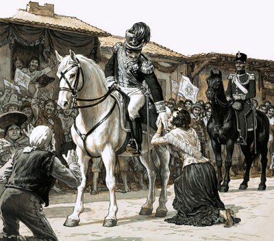 Simon Bolivar reitet triumphierend durch die Straßen von Caracas von English School