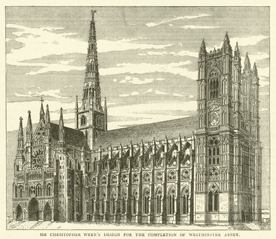 Sir Christopher Wrens Entwurf zur Vollendung der Westminster Abbey von English School