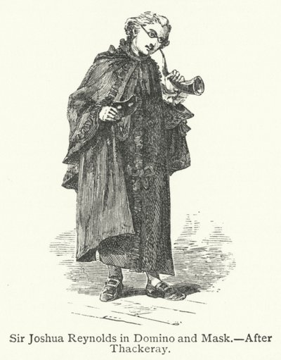 Sir Joshua Reynolds in Domino und Maske (Gravur) von English School