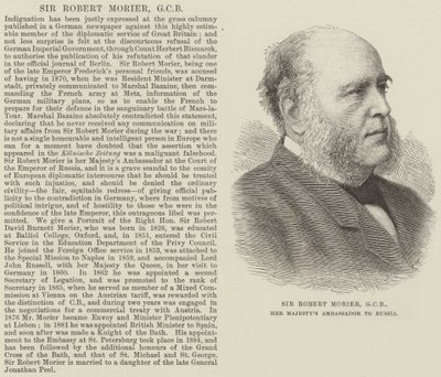 Sir Robert Morier, GCB, Ihre Majestät Botschafter in Russland (Stich) von English School